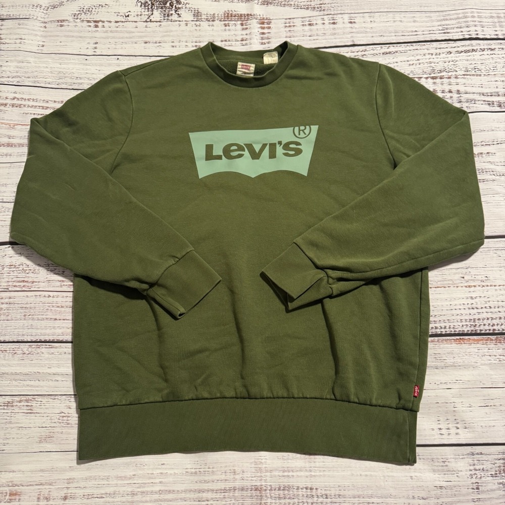 Levis Green Crew Neck Sweater Standard Logo‎ Men's Size Medium